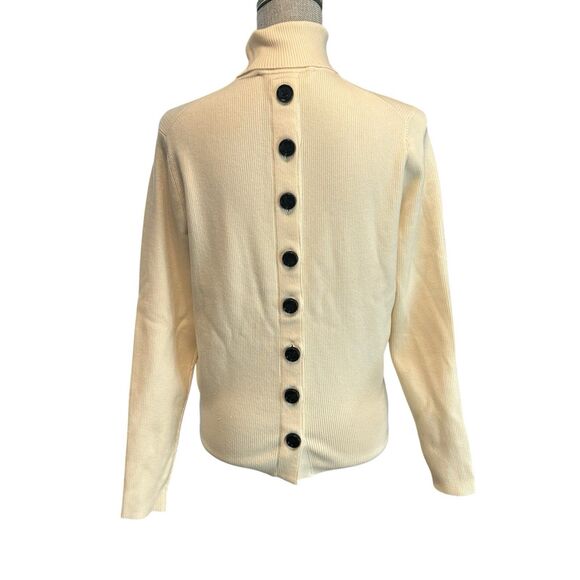 Victoria Beckham Sweater Womens Sz 8 Cream Turtle Neck Back Button Detail NWT - Picture 1 of 16